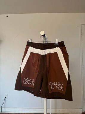 Men's Brown Contrast Panel Athletic Shorts